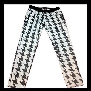 Black White BIG Houndstooth EMO JEANS 13 Ankle Zip Up Pocket Diamonds & Threads